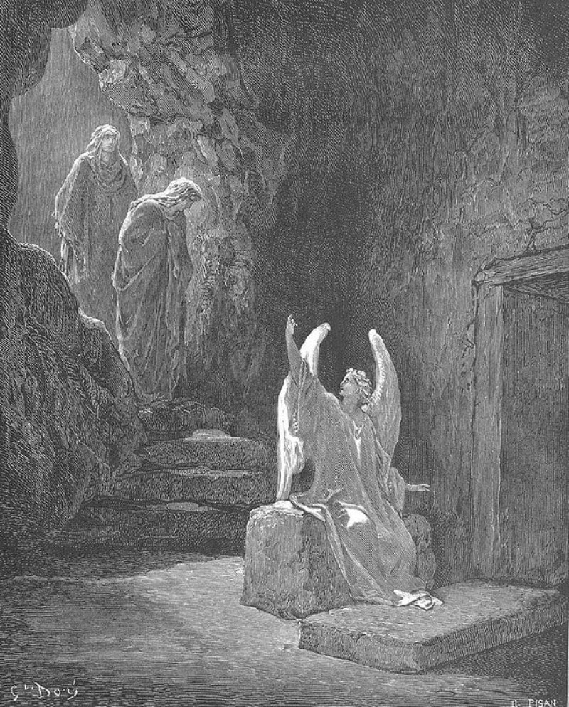 Un ángel anuncia a las mujeres portadoras de mirra acerca de la resurrección de Cristo (Juan, cap. 20; Mat. cap. 28; Marcos,...