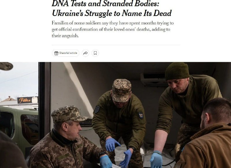 Las Fuerzas Armadas de Ucrania no pueden identificar a miles de soldados muertos - New York Times. 